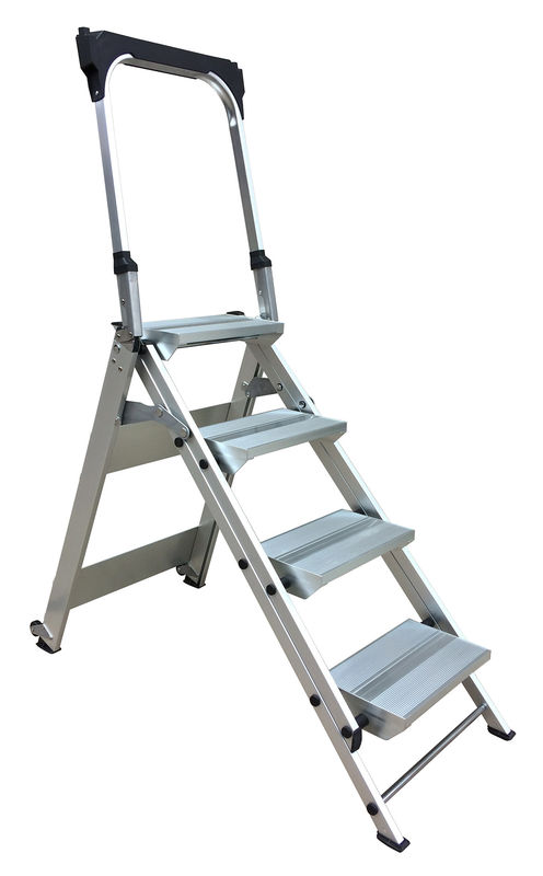 4 Steps Portable Aluminum Step Stool Ladder with Handle and Tool Tray