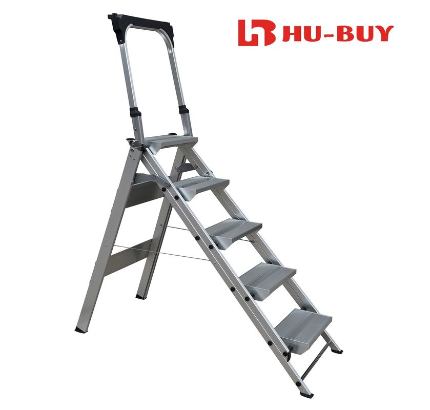 High Strength Aluminum Step Ladder 5 Steps Rust Proof Long Life Span