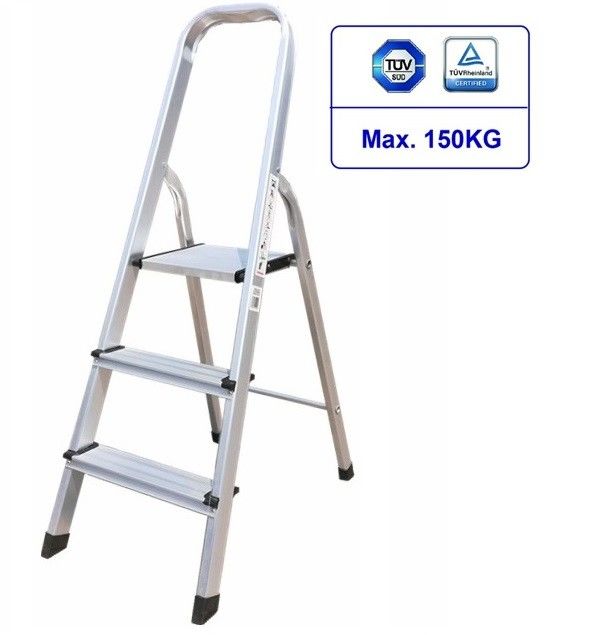 Convenient Foldable 3 Step Aluminum Ladder With Handle  Easy To Carry