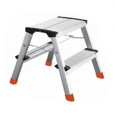EN131 2x2 Steps Aluminum Folding Step Stool With Non Marring Feet
