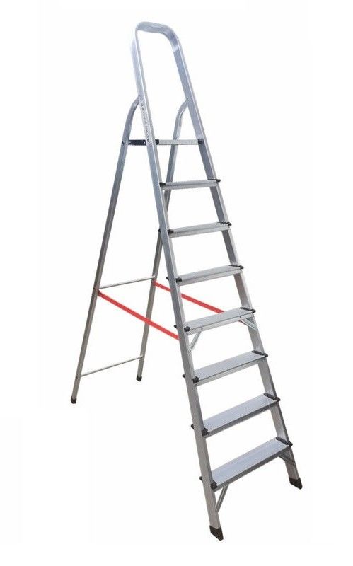 Foldable Aluminum Step Ladder  Easily Carried 8 Steps Space Saving