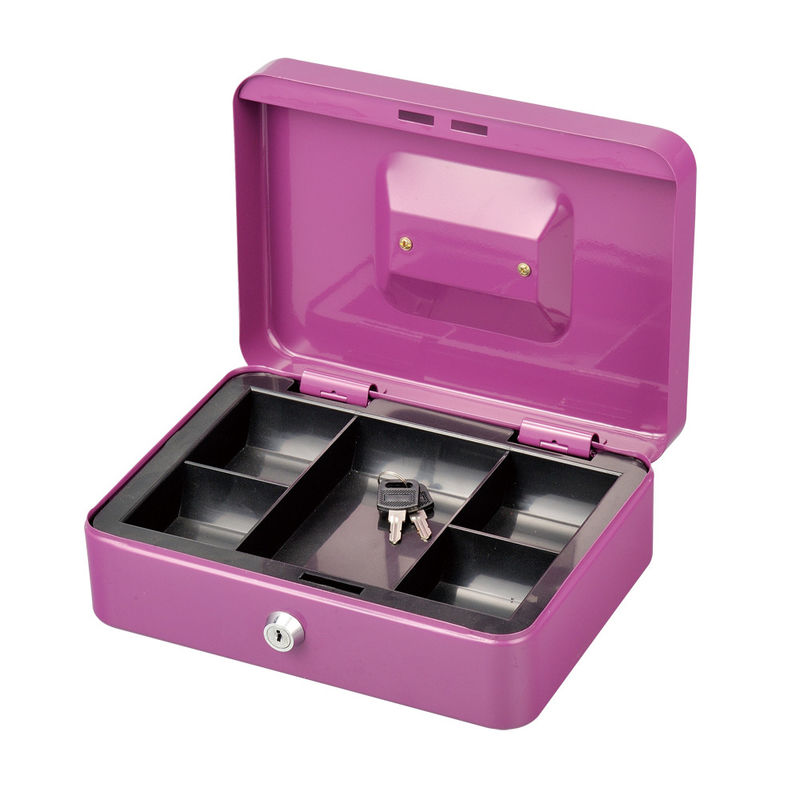 Mini Metal Cash Box With Key Lock , Colored Saving Money Storage Safes
