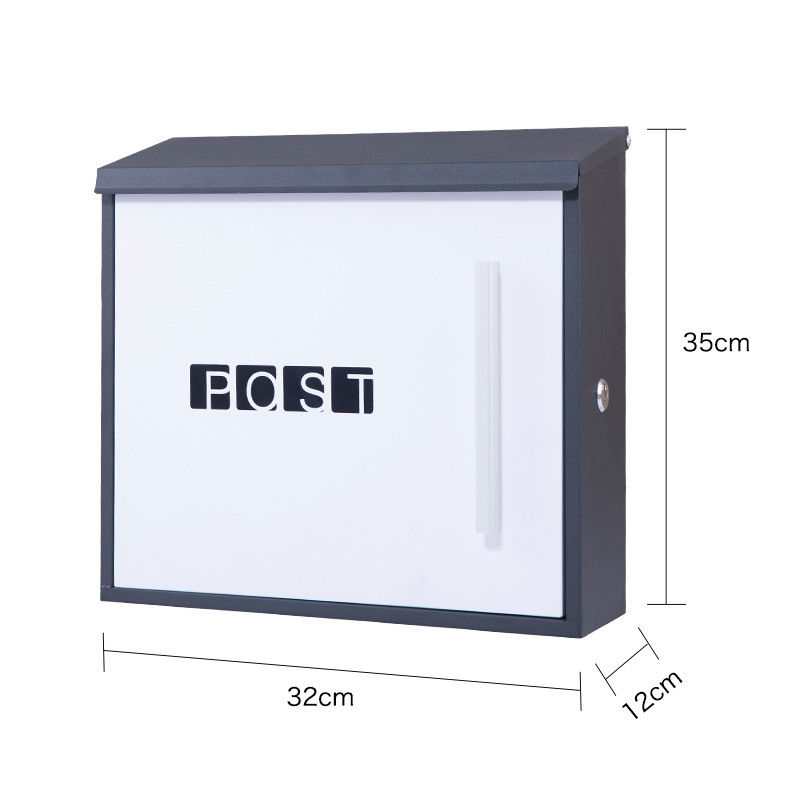 Wall Mount Lockable Mailbox Modern Outdoor Galvanized Metal Parcel Box Packages Drop Slot Secure Lock