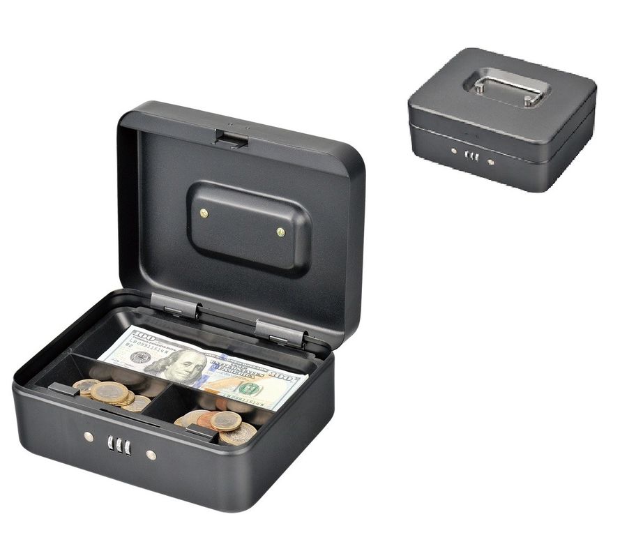 Rounded Corners Metal Coin Money Storage Safe Security Box Holder Suitcase With Combination Lock